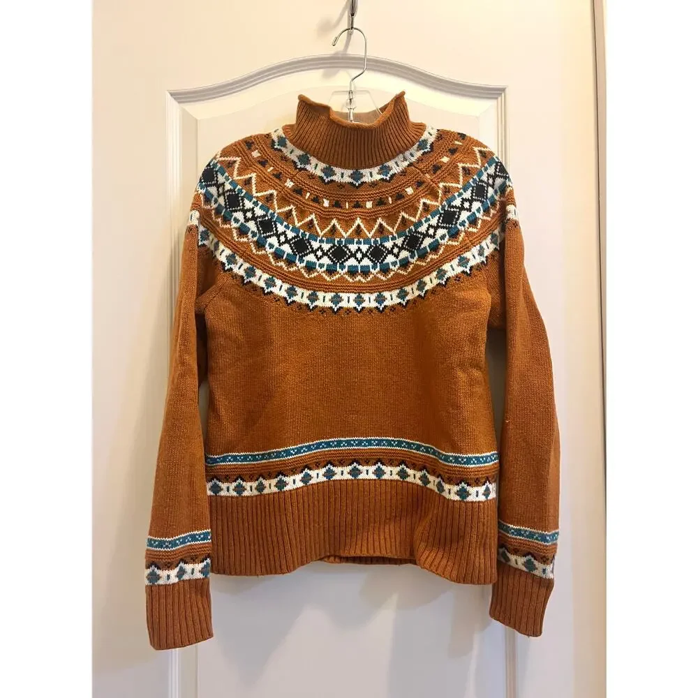J. Crew Fair Isle Rollneck Sweater in Adobe Multi